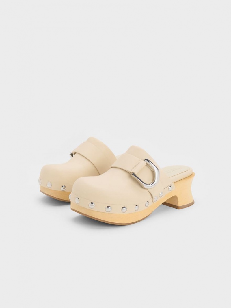 Saboti Charles & Keith Gabine Studded Piele Bej | 408UDNVJP