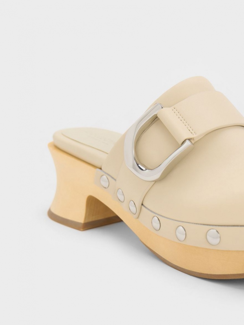 Saboti Charles & Keith Gabine Studded Piele Bej | 408UDNVJP