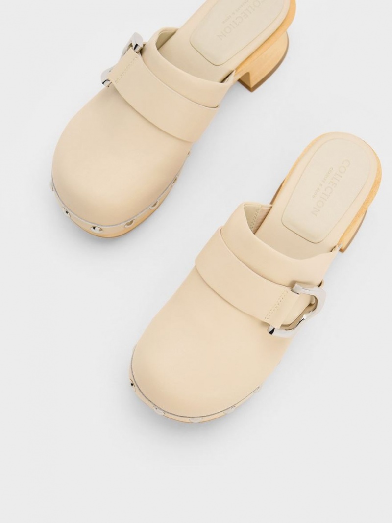 Saboti Charles & Keith Gabine Studded Piele Bej | 408UDNVJP