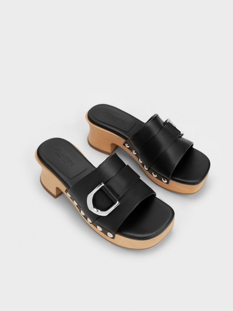 Saboti Charles & Keith Gabine Studded Piele Negrii | 392ZATVOB