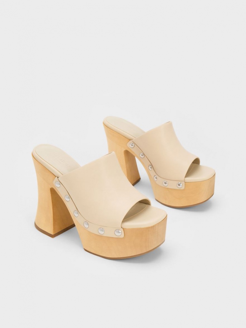 Saboti Charles & Keith Tabitha Piele Platforma Bej | 596JSPLKE