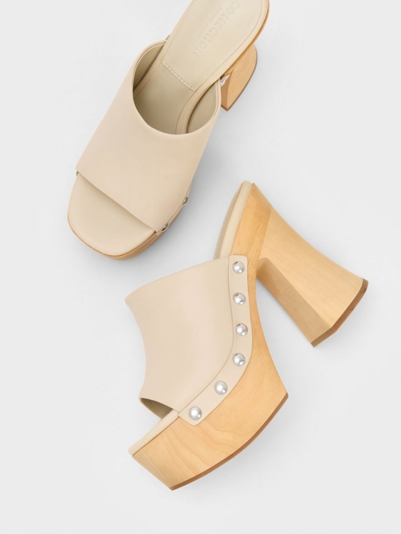 Saboti Charles & Keith Tabitha Piele Platforma Bej | 596JSPLKE