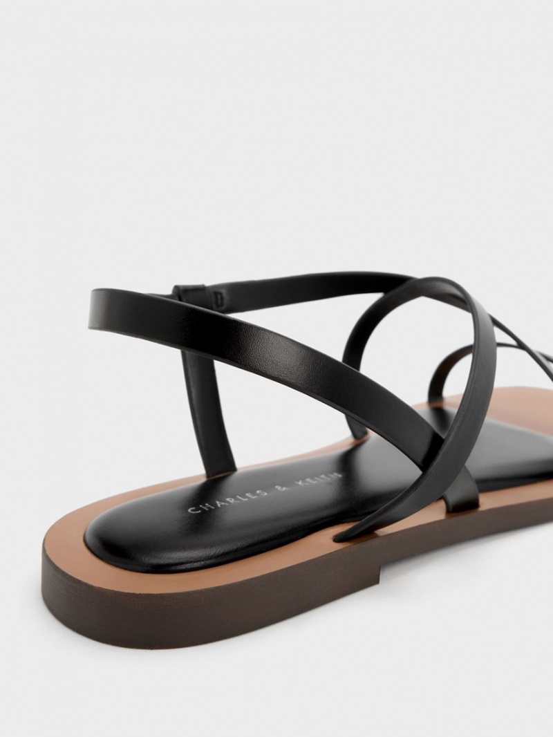 Sandale Cu Curea Charles & Keith Asymmetrical Negrii | 342XDNSMW