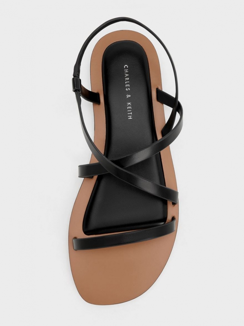 Sandale Cu Curea Charles & Keith Asymmetrical Negrii | 342XDNSMW