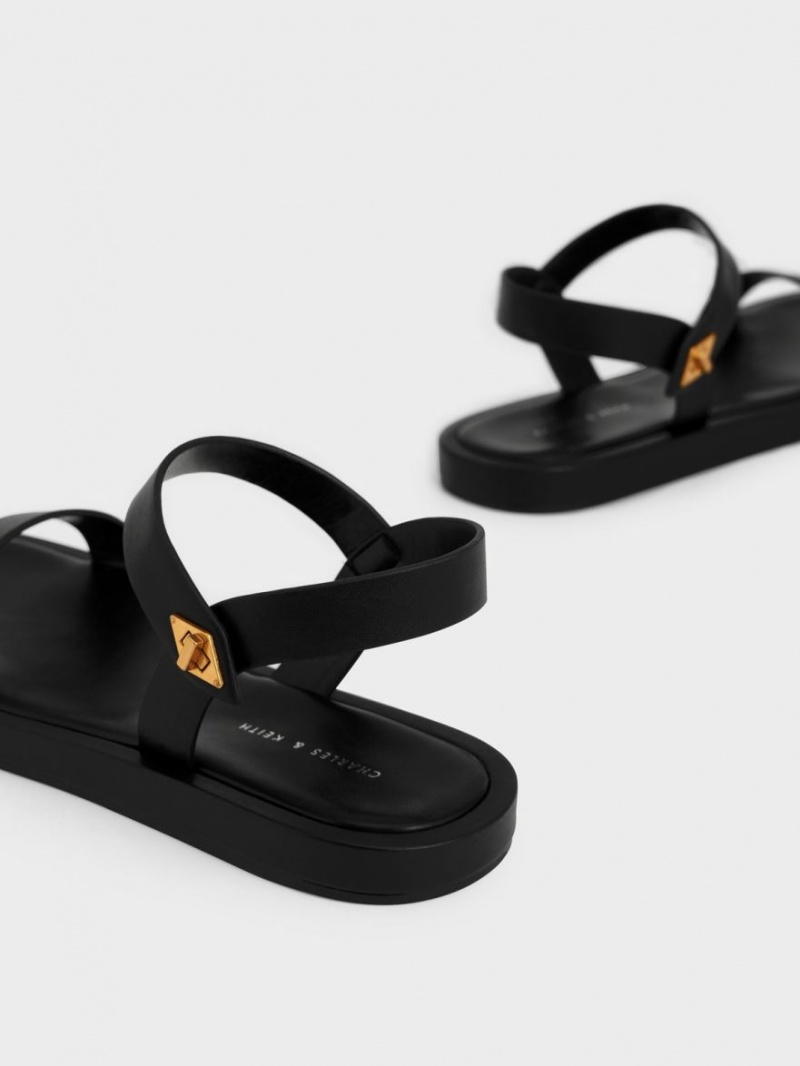 Sandale Cu Curea Charles & Keith Back Negrii | 284UAKRWI
