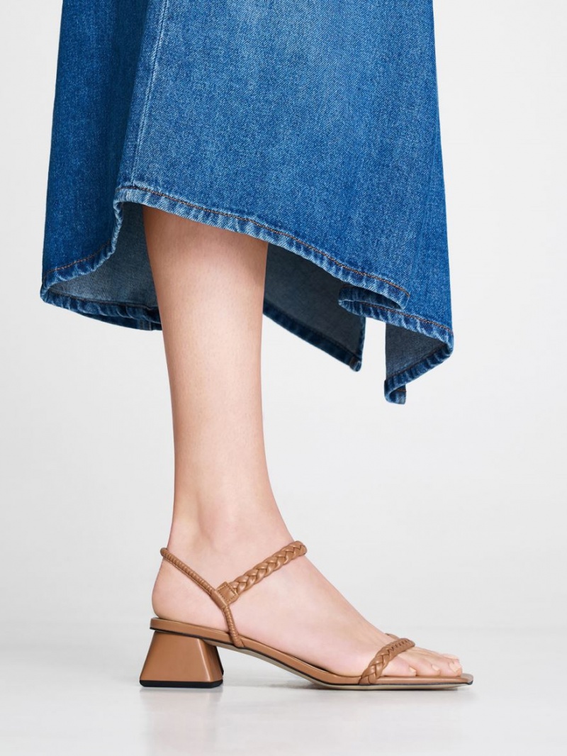 Sandale Cu Curea Charles & Keith Braided Back Maro | 253TAIKCB