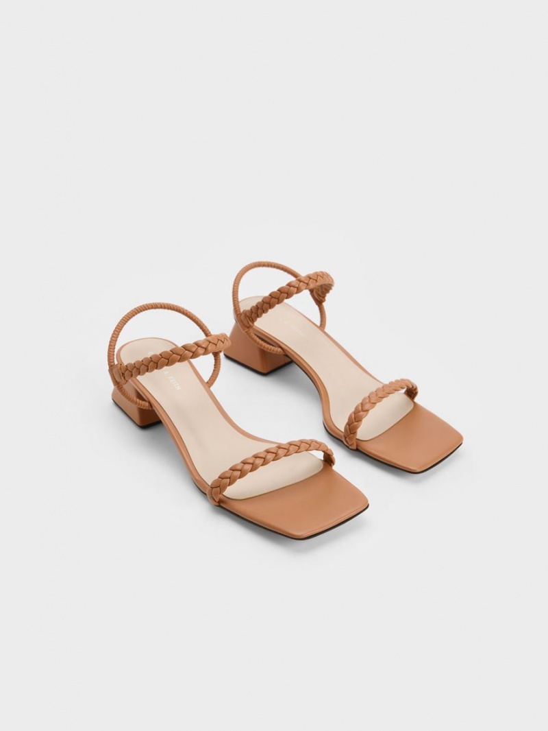 Sandale Cu Curea Charles & Keith Braided Back Maro | 253TAIKCB