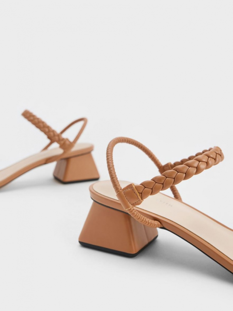 Sandale Cu Curea Charles & Keith Braided Back Maro | 253TAIKCB
