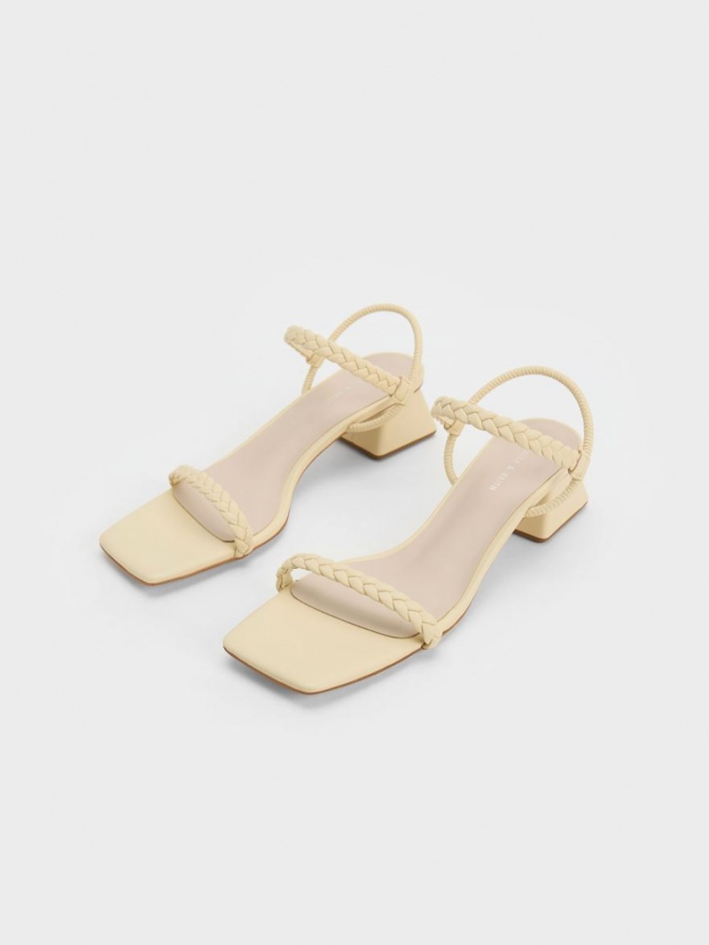 Sandale Cu Curea Charles & Keith Braided Back Galbeni | 048IEDJAY