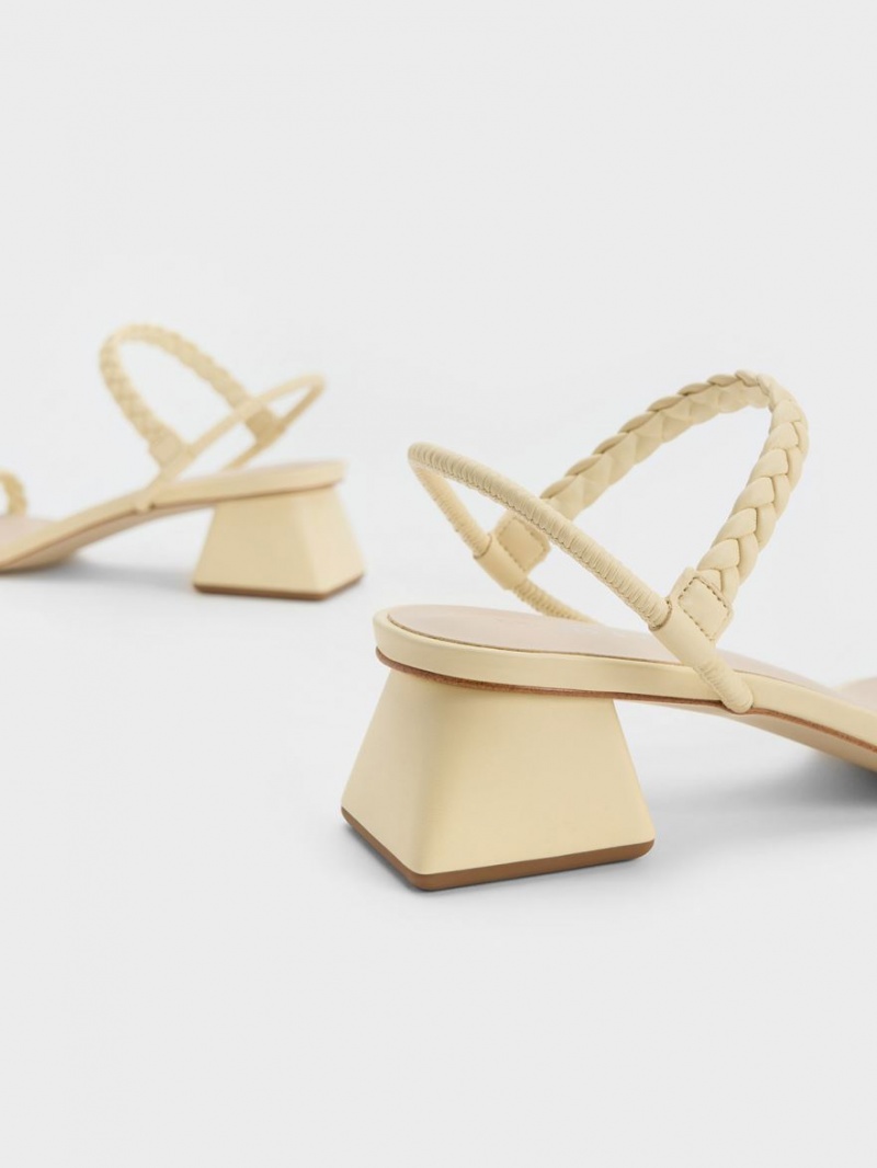 Sandale Cu Curea Charles & Keith Braided Back Galbeni | 048IEDJAY