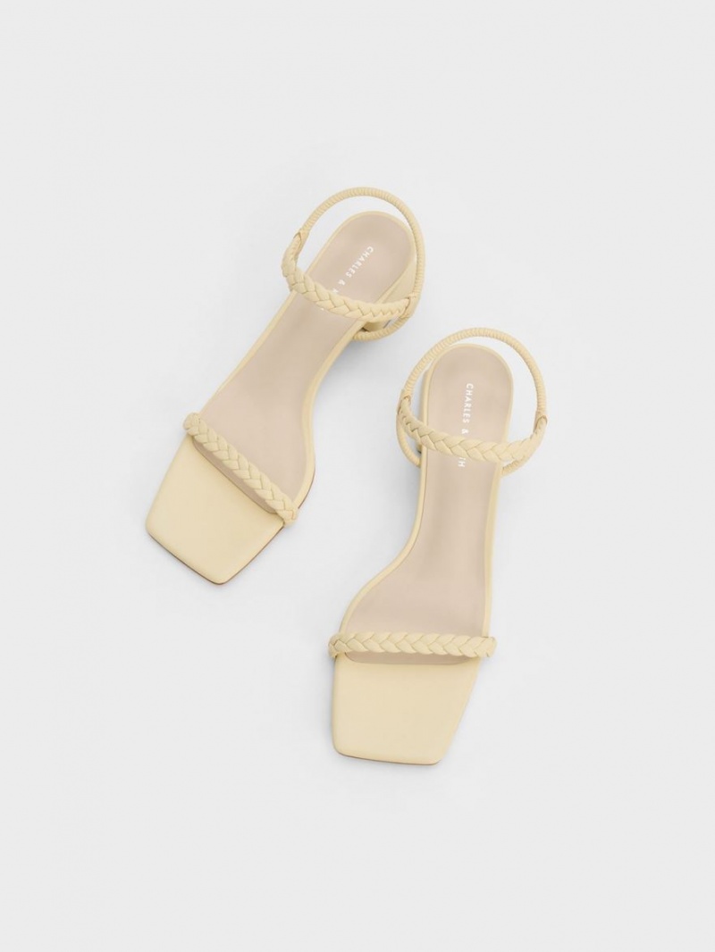 Sandale Cu Curea Charles & Keith Braided Back Galbeni | 048IEDJAY