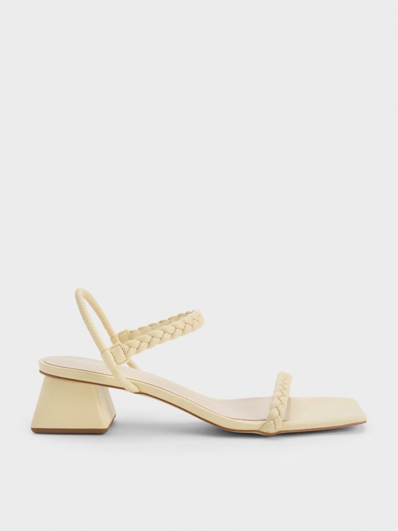 Sandale Cu Curea Charles & Keith Braided Back Galbeni | 048IEDJAY