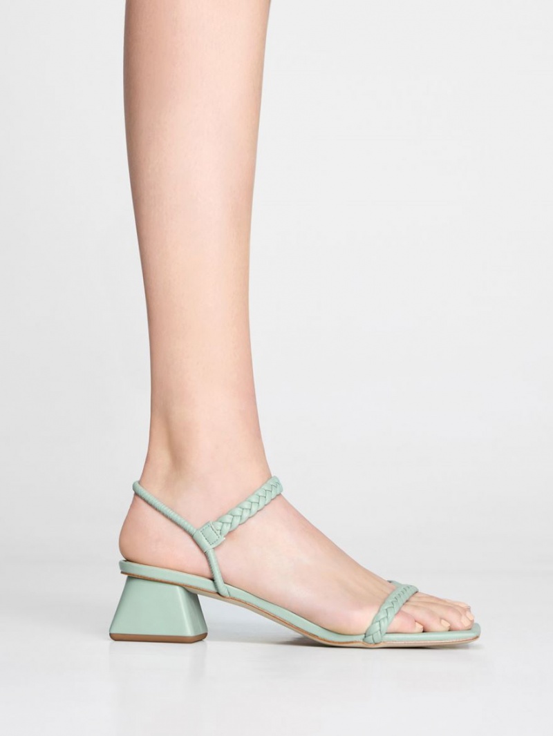 Sandale Cu Curea Charles & Keith Braided Back Verde Menta | 295IQORHZ