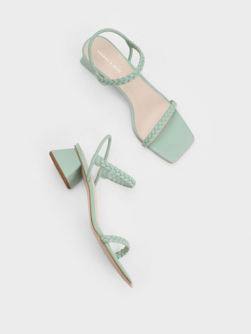 Sandale Cu Curea Charles & Keith Braided Back Verde Menta | 295IQORHZ
