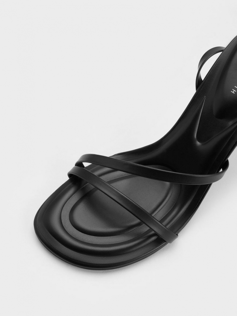 Sandale Cu Curea Charles & Keith Celestine Sculptural Heel Negrii | 947XJCKRY