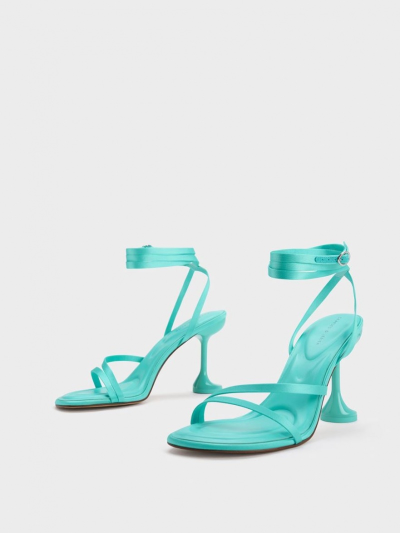 Sandale Cu Curea Charles & Keith Celestine Sculptural Heel Turcoaz | 765YAGFEB