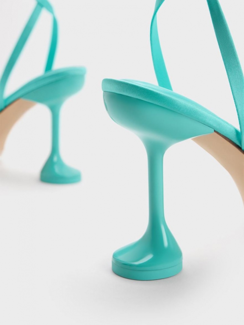 Sandale Cu Curea Charles & Keith Celestine Sculptural Heel Turcoaz | 765YAGFEB