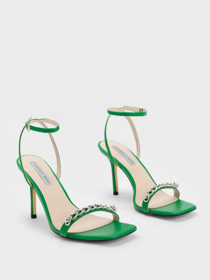 Sandale Cu Curea Charles & Keith Chain-Embellished Ankle Verzi | 170UBWVPH