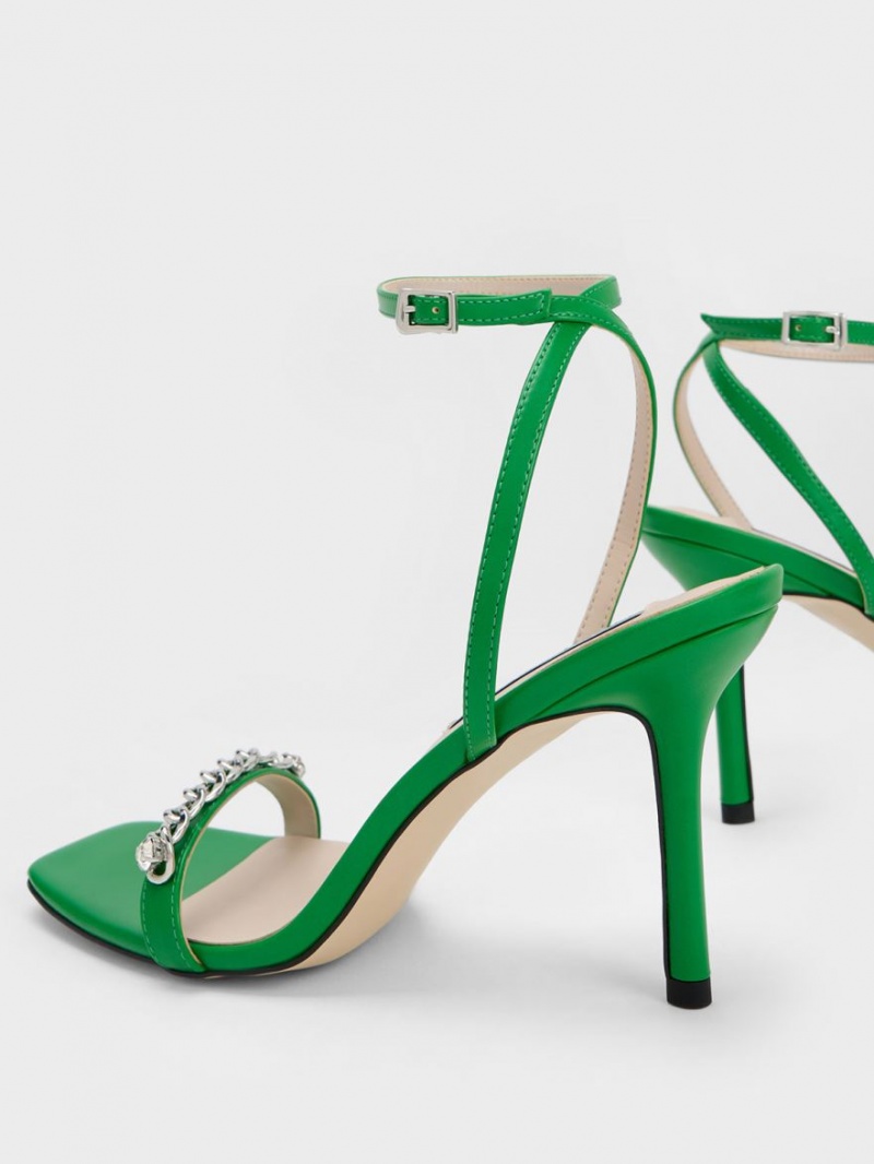 Sandale Cu Curea Charles & Keith Chain-Embellished Ankle Verzi | 170UBWVPH