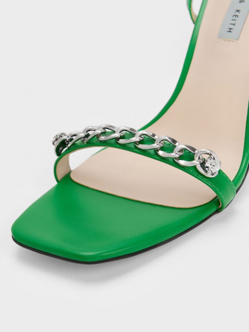 Sandale Cu Curea Charles & Keith Chain-Embellished Ankle Verzi | 170UBWVPH