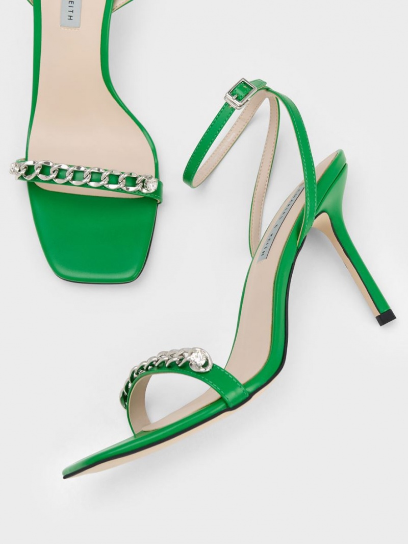 Sandale Cu Curea Charles & Keith Chain-Embellished Ankle Verzi | 170UBWVPH