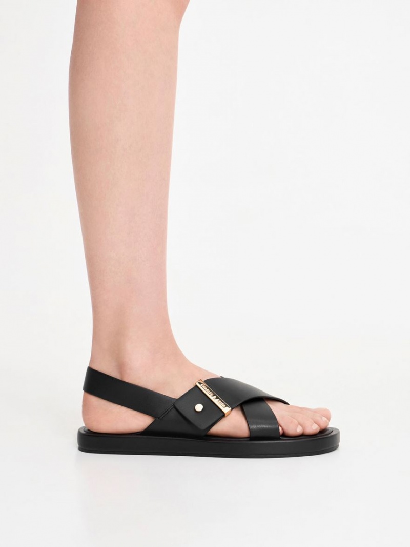 Sandale Cu Curea Charles & Keith Crossover Back Negrii | 239KRPXWY