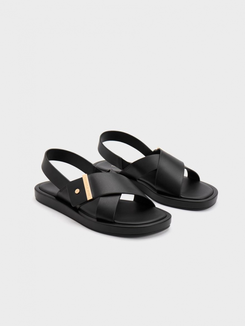 Sandale Cu Curea Charles & Keith Crossover Back Negrii | 239KRPXWY