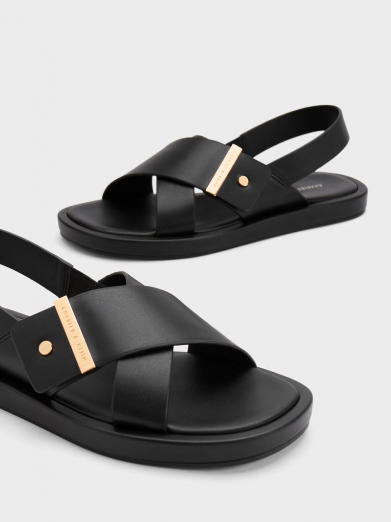 Sandale Cu Curea Charles & Keith Crossover Back Negrii | 239KRPXWY