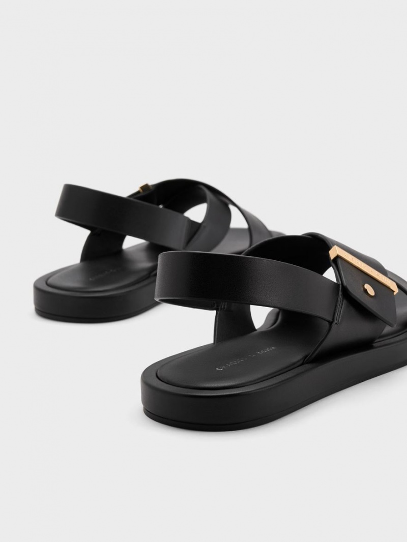 Sandale Cu Curea Charles & Keith Crossover Back Negrii | 239KRPXWY