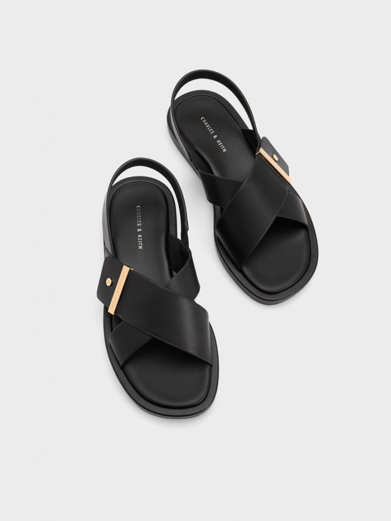 Sandale Cu Curea Charles & Keith Crossover Back Negrii | 239KRPXWY