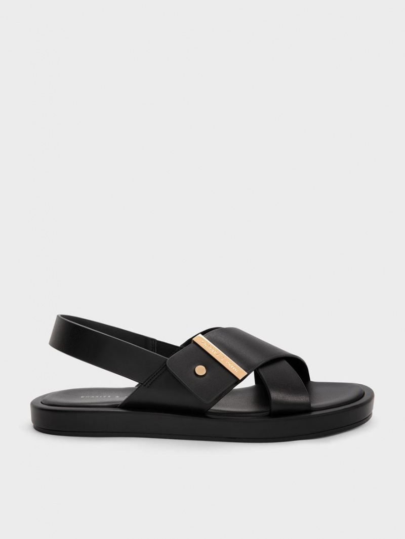 Sandale Cu Curea Charles & Keith Crossover Back Negrii | 239KRPXWY