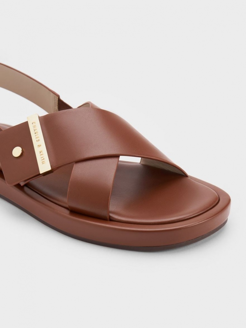 Sandale Cu Curea Charles & Keith Crossover Back Maro | 208WPVMGS