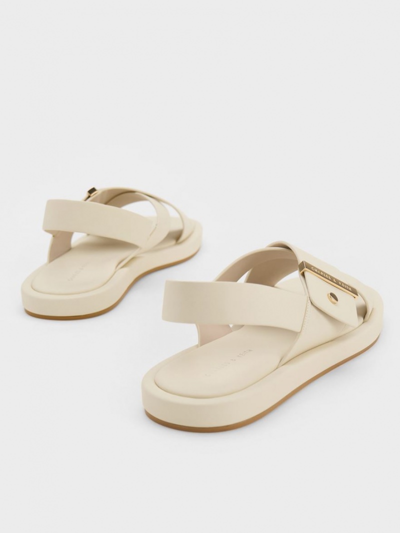 Sandale Cu Curea Charles & Keith Crossover Back Albi | 493PJLYWT