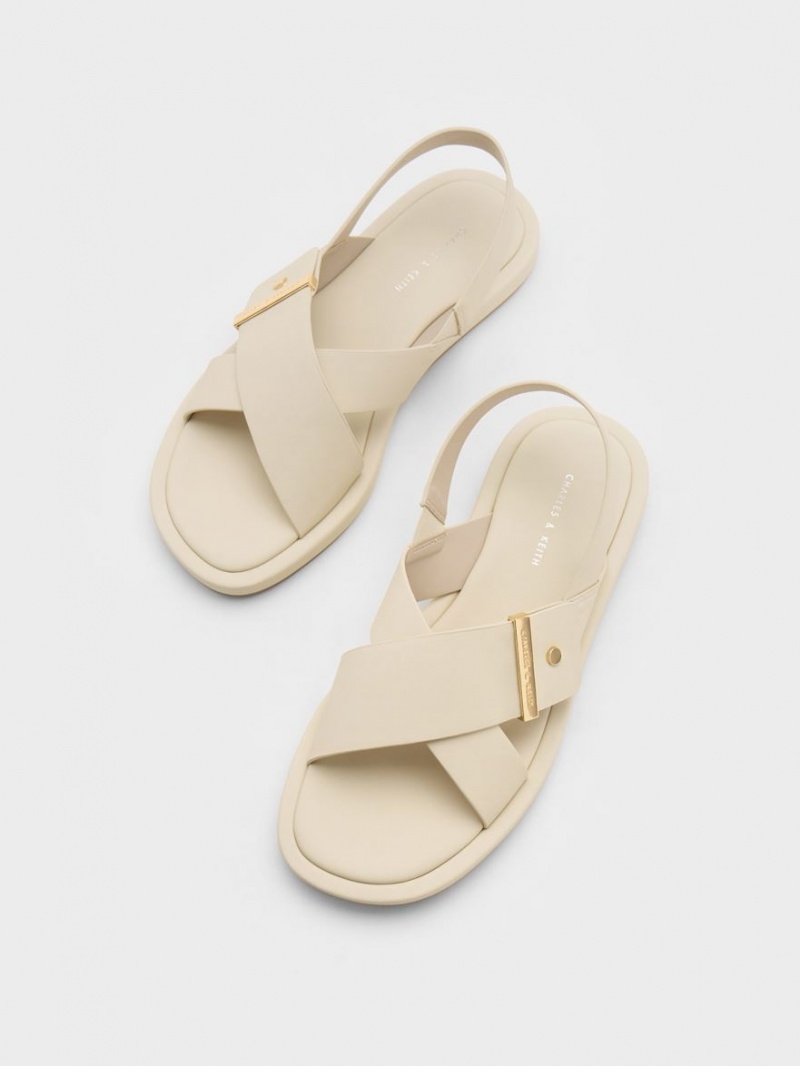 Sandale Cu Curea Charles & Keith Crossover Back Albi | 493PJLYWT