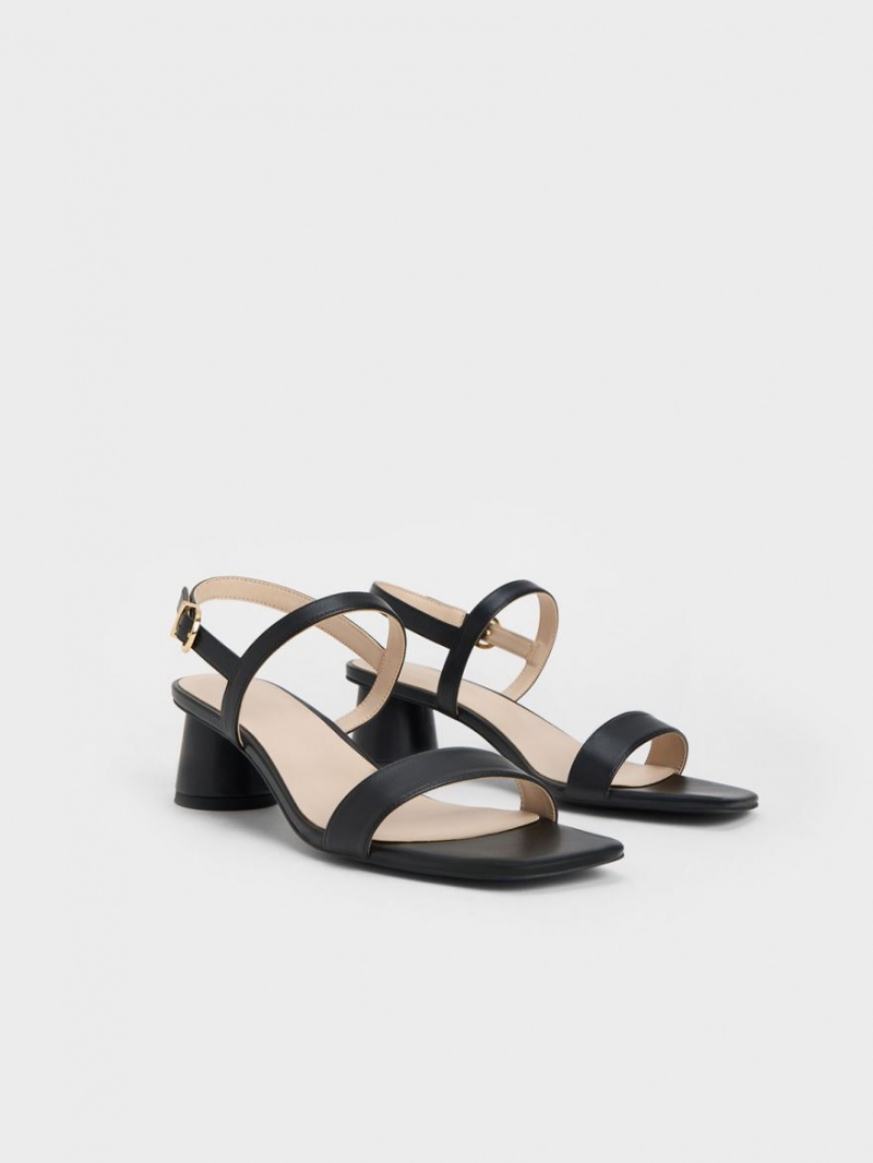 Sandale Cu Curea Charles & Keith Cylindrical Heel Back Negrii | 625HZDXPJ