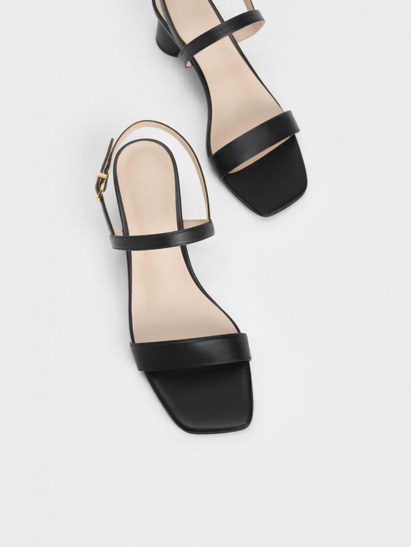 Sandale Cu Curea Charles & Keith Cylindrical Heel Back Negrii | 625HZDXPJ