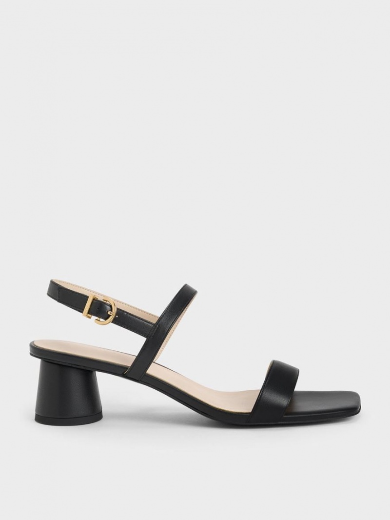 Sandale Cu Curea Charles & Keith Cylindrical Heel Back Negrii | 625HZDXPJ