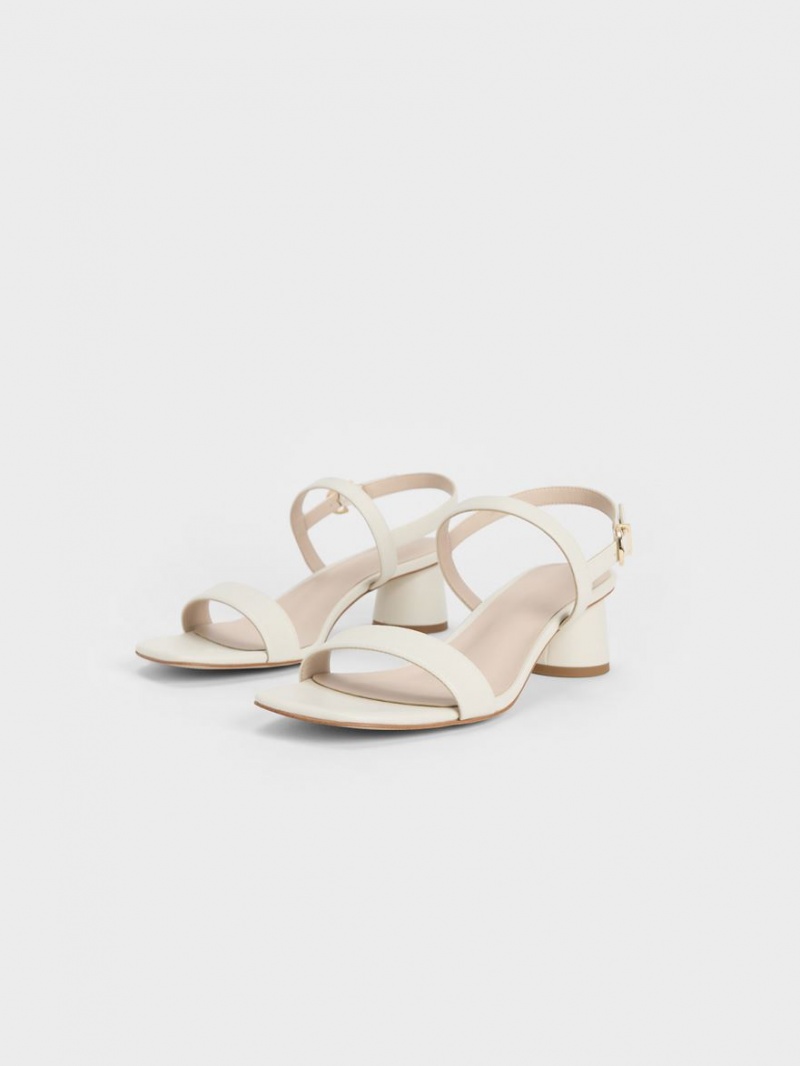 Sandale Cu Curea Charles & Keith Cylindrical Heel Back Albi | 071QYRKTJ