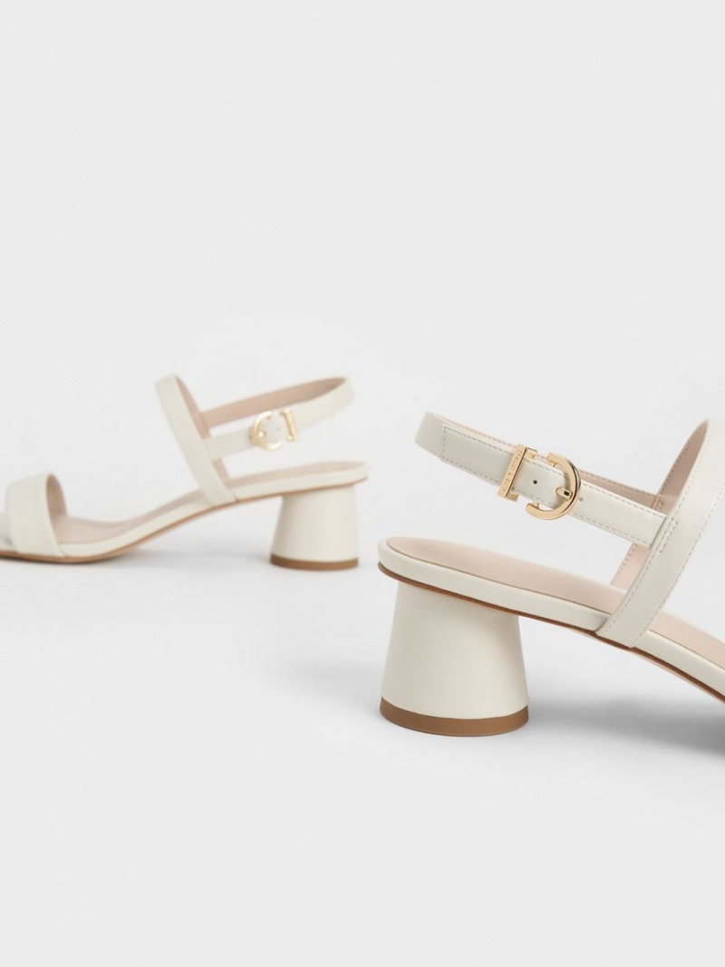 Sandale Cu Curea Charles & Keith Cylindrical Heel Back Albi | 071QYRKTJ