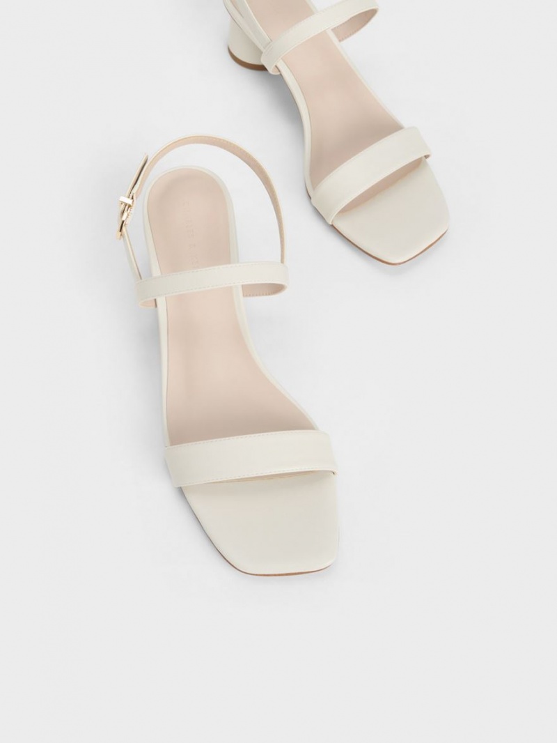 Sandale Cu Curea Charles & Keith Cylindrical Heel Back Albi | 071QYRKTJ