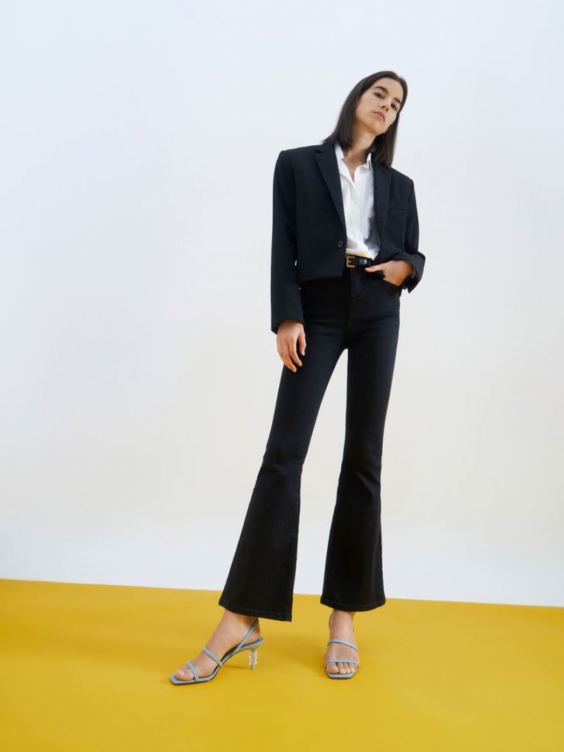 Sandale Cu Curea Charles & Keith Geometric Heel Albastri Deschis | 084QVRDBO