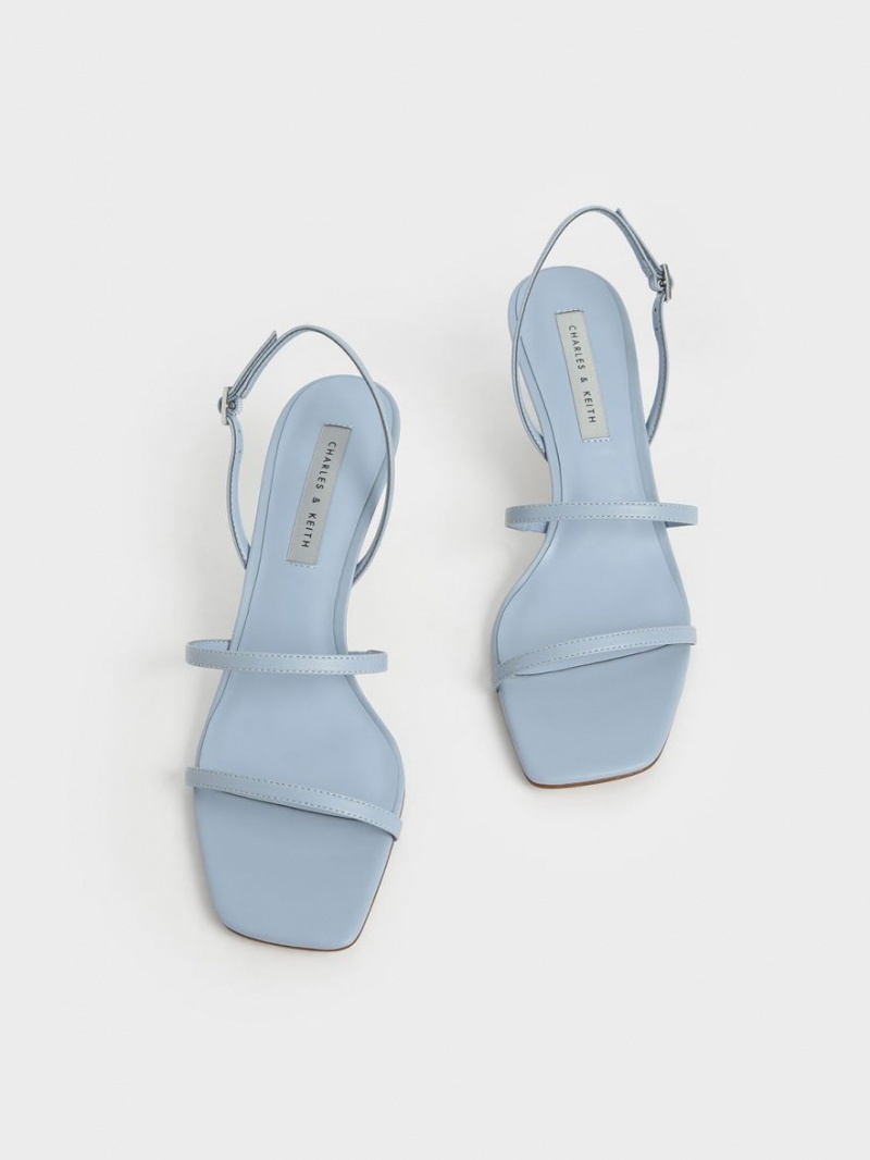 Sandale Cu Curea Charles & Keith Geometric Heel Albastri Deschis | 084QVRDBO