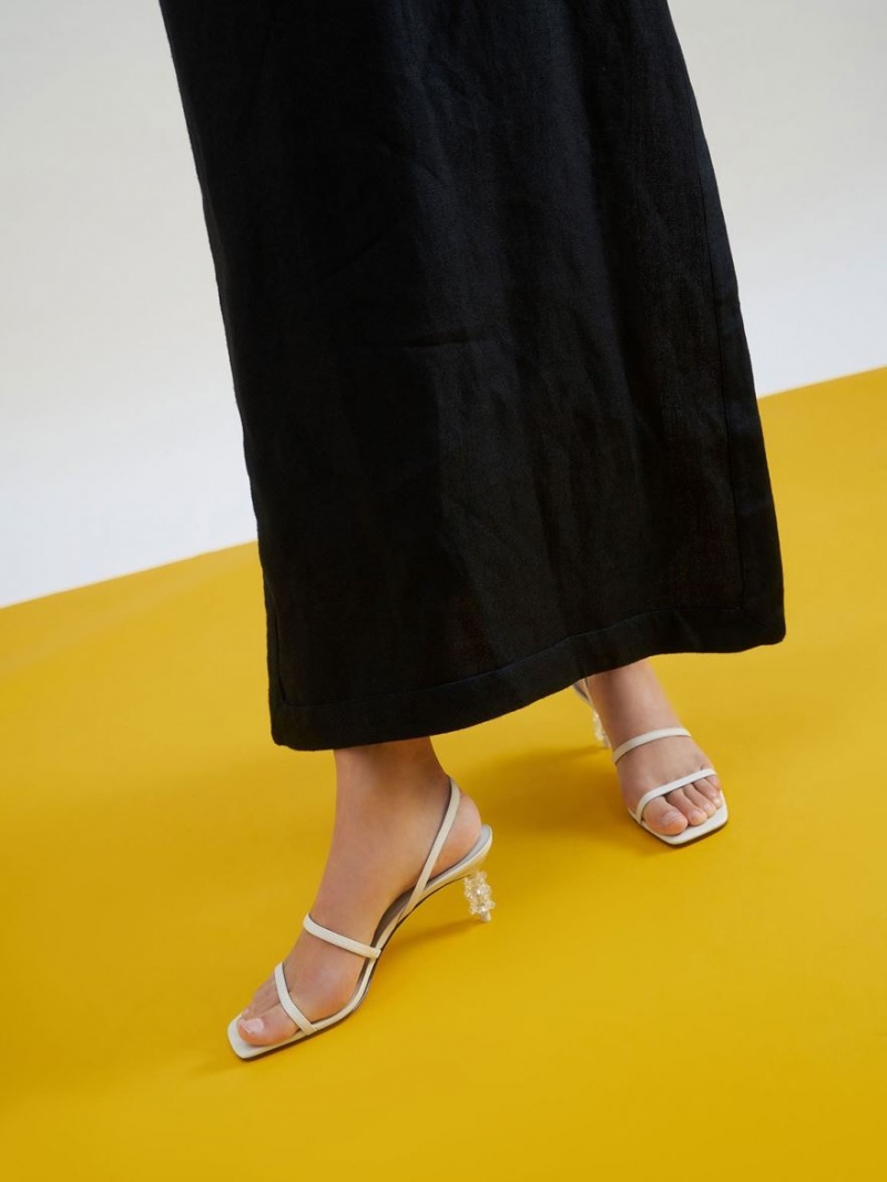 Sandale Cu Curea Charles & Keith Geometric Heel Albi | 409JKZMRV