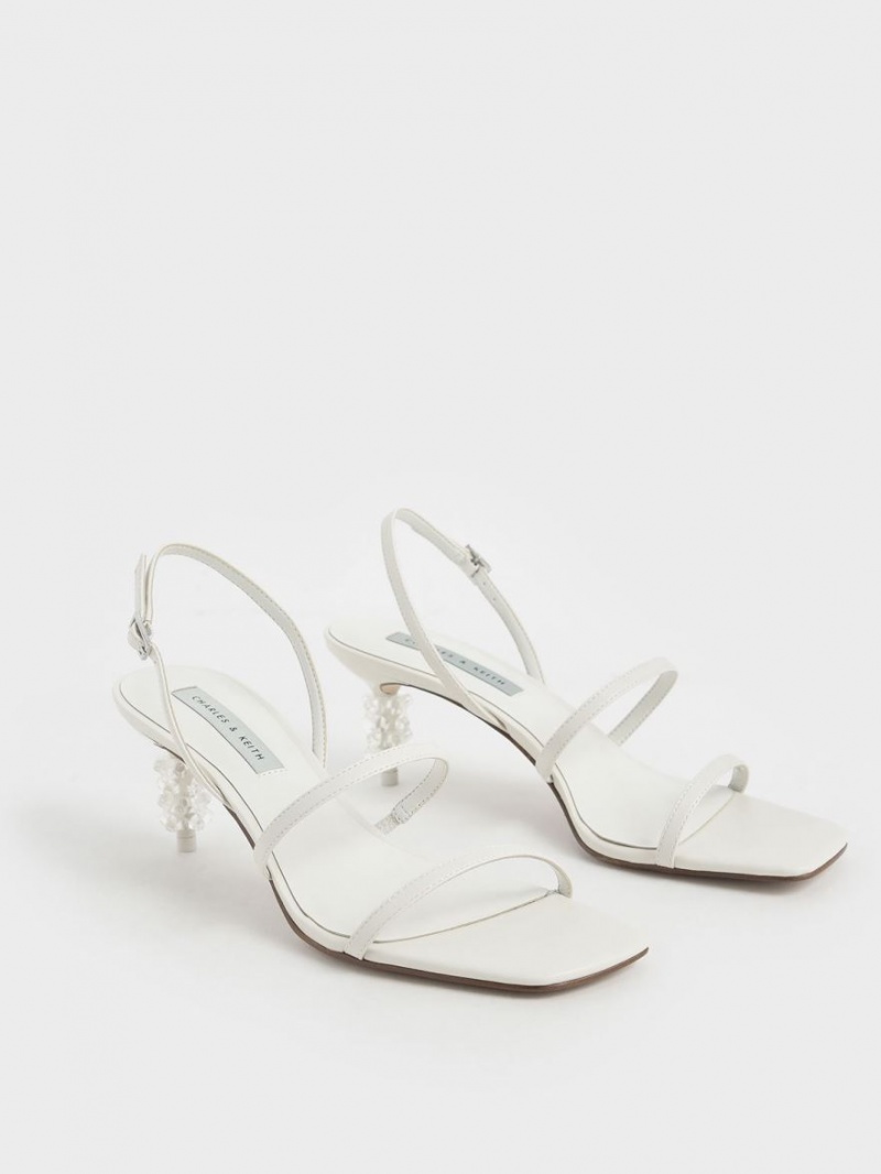 Sandale Cu Curea Charles & Keith Geometric Heel Albi | 409JKZMRV