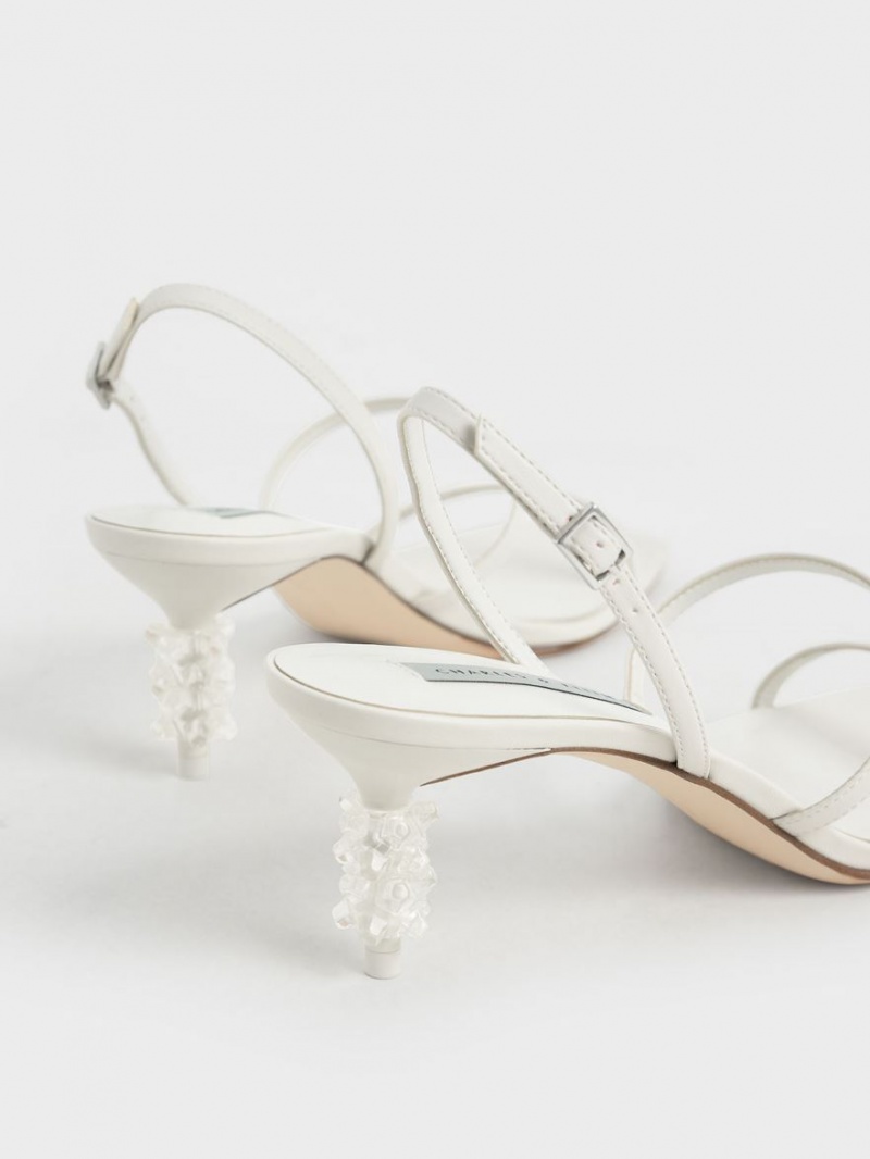 Sandale Cu Curea Charles & Keith Geometric Heel Albi | 409JKZMRV