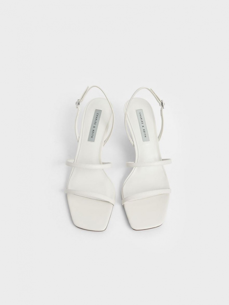 Sandale Cu Curea Charles & Keith Geometric Heel Albi | 409JKZMRV