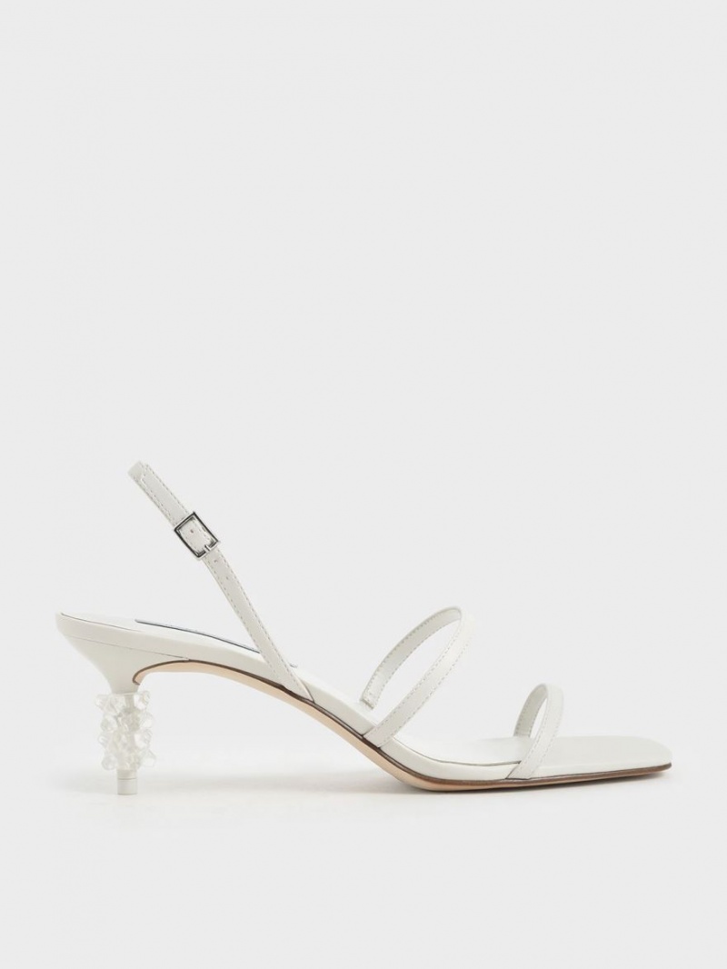 Sandale Cu Curea Charles & Keith Geometric Heel Albi | 409JKZMRV