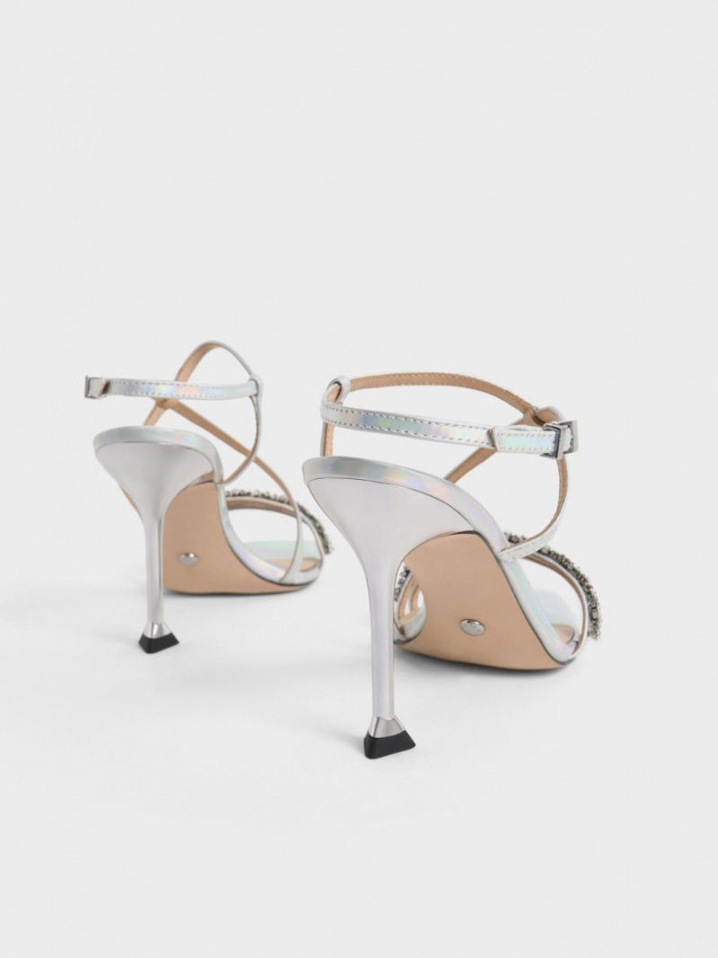 Sandale Cu Curea Charles & Keith Holographic Piele Gem-Embellished Colorati | 679JGOAUP
