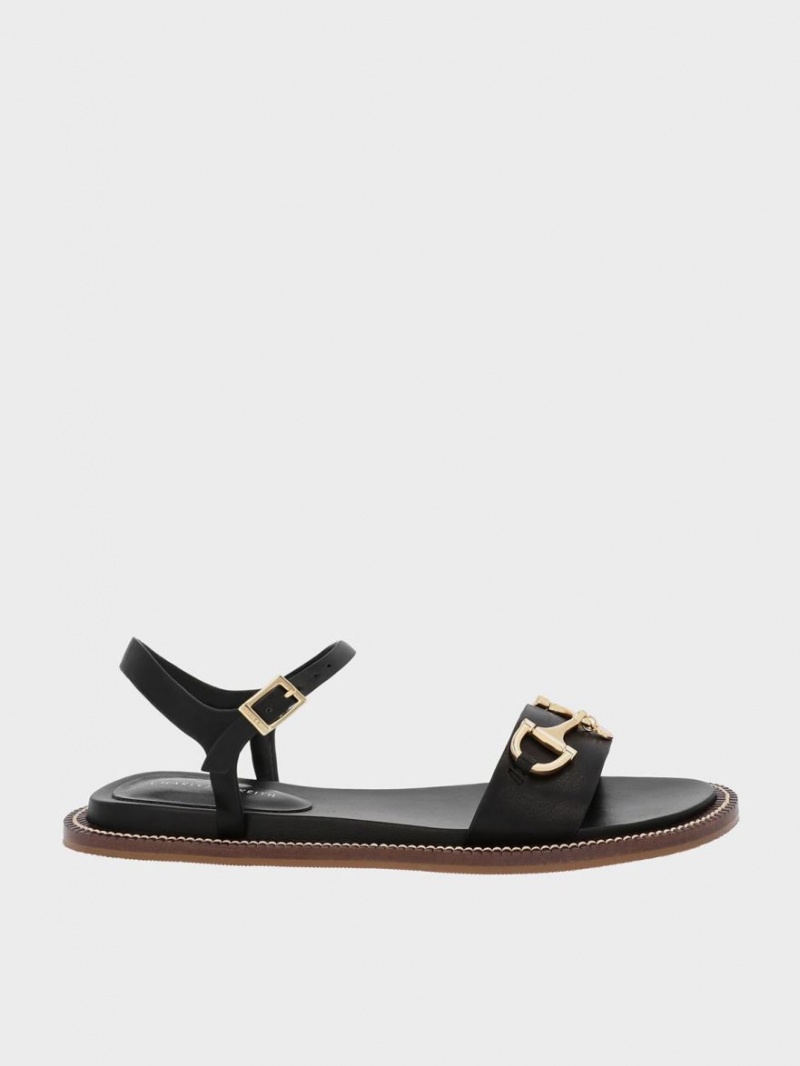Sandale Cu Curea Charles & Keith Horsebit Back Negrii | 890PGCBXT