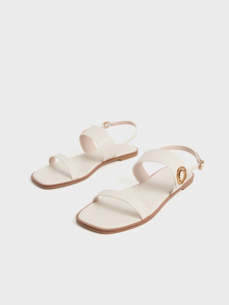Sandale Cu Curea Charles & Keith Metallic Accent Back Albi | 613OWUXHT